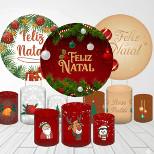 KIT CAPA PAINEL REDONDO E CILÍNDROS NATAL | TECIDO PREMIUM  | VÁRIOS MODELOS. Tecido: Helanca     