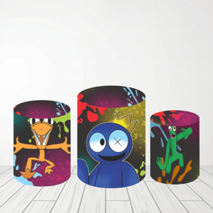TRIO CAPA DE CILINDROS RAINBOW FRIENDS | TECIDO PREMIUM Tecido: Helanca 1.50x1.50m E 50X50cm    