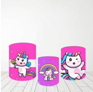 TRIO CAPA DE CILINDROS UNICÓRNIO | TECIDO PREMIUM Tecido: Helanca 1.50x1.50m E 50X50cm    