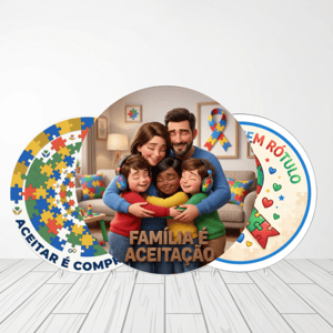 CAPA PAINEL REDONDO ABRIL AZUL  AUTISMO | TECIDO PREMIUM  | VÁRIOS MODELOS - 1.50X1.50M E 50X50CM Tecido: Helanca 1.50x1.50m E 50X50cm    