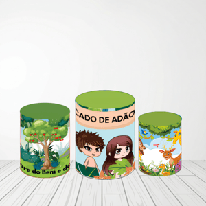 TRIO CAPA DE CILINDROS ADÃO E EVA| TECIDO PREMIUM Tecido: Helanca 1.50x1.50m E 50X50cm    