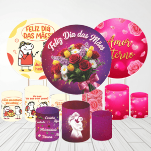 KIT CAPA PAINEL REDONDO E CILÍNDROS DIA DAS MÃES | TECIDO PREMIUM  | VÁRIOS MODELOS.