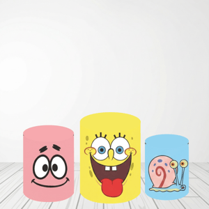 TRIO CAPA DE CILINDROS BOB ESPONJA | TECIDO PREMIUM Tecido: Helanca 1.50x1.50m E 50X50cm    