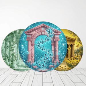 CAPA PAINEL REDONDO BORBOLETA | TECIDO PREMIUM  | VÁRIOS MODELOS - 1.50X1.50M E 50X50CM Tecido: Helanca 1.50x1.50m E 50X50cm    