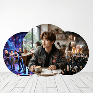 CAPA PAINEL REDONDO KPOP STRAY KIDS | TECIDO PREMIUM  | VÁRIOS MODELOS - 1.50X1.50M E 50X50CM Tecido: Helanca 1.50x1.50m E 50X50cm    