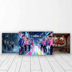 CAPA PAINEL FUNDO FOTOGRÁFICO KPOP STRAY KIDS | TECIDO PREMIUM  | VÁRIOS MODELOS - 1.50X1.50M E 50X50CM Tecido: Helanca 1.50x1.50m E 50X50cm    