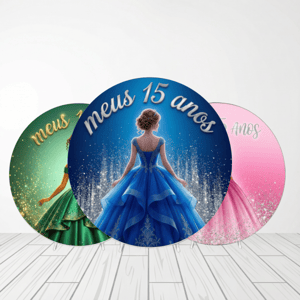 CAPA PAINEL REDONDO 15 ANOS | TECIDO PREMIUM  | VÁRIOS MODELOS - 1.50X1.50M E 50X50CM