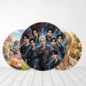 CAPA PAINEL REDONDO KPOP STRAY KIDS | TECIDO PREMIUM  | VÁRIOS MODELOS - 1.50X1.50M E 50X50CM Tecido: Helanca 1.50x1.50m E 50X50cm    