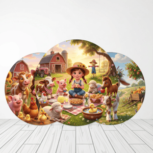 CAPA PAINEL REDONDO FAZENDINHA | TECIDO PREMIUM  | VÁRIOS MODELOS - 1.50X1.50M E 50X50CM Tecido: Helanca 1.50x1.50m E 50X50cm    