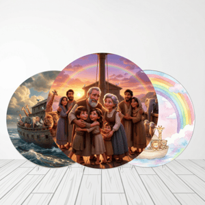 CAPA PAINEL REDONDO ARCA DE NOÉ | TECIDO PREMIUM  | VÁRIOS MODELOS - 1.50X1.50M E 50X50CM Tecido: Helanca 1.50x1.50m E 50X50cm    