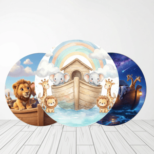CAPA PAINEL REDONDO ARCA DE NOÉ | TECIDO PREMIUM  | VÁRIOS MODELOS - 1.50X1.50M E 50X50CM