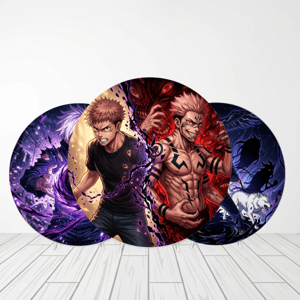 CAPA PAINEL REDONDO ANIME JUJUTSU KAISEN | TECIDO PREMIUM  | VÁRIOS MODELOS - 1.50X1.50M E 50X50CM