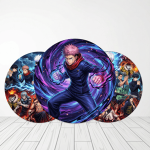 CAPA PAINEL REDONDO ANIME JUJUTSU KAISEN | TECIDO PREMIUM  | VÁRIOS MODELOS - 1.50X1.50M E 50X50CM