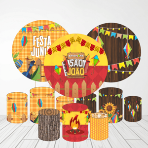 KIT CAPA PAINEL REDONDO E CILÍNDROS FESTA JUNINA | TECIDO PREMIUM  | VÁRIOS MODELOS.