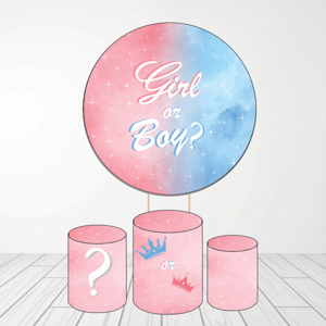 KIT CAPA PAINEL REDONDO E CILÍNDROS CHÁ REVELAÇÃO | TECIDO PREMIUM