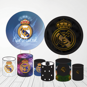 KIT CAPA PAINEL REDONDO E CILÍNDROS REAL MADRID | TECIDO PREMIUM  | VÁRIOS MODELOS.