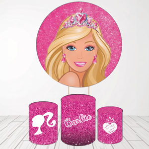 KIT CAPA PAINEL REDONDO E CILÍNDROS BARBIE | TECIDO PREMIUM