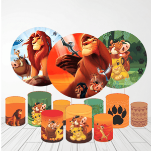 KIT CAPA PAINEL REDONDO E CILÍNDROS REI LEÃO | TECIDO PREMIUM