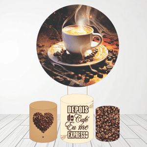 KIT CAPA PAINEL REDONDO E CILÍNDROS CAFÉ | TECIDO PREMIUM