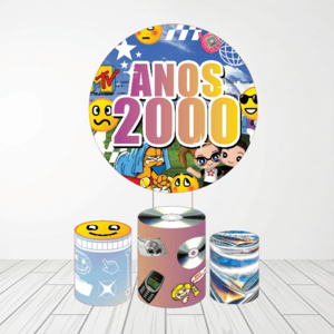 KIT CAPA PAINEL REDONDO E CILÍNDROS ANOS 2000 | TECIDO PREMIUM