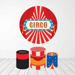 KIT CAPA PAINEL REDONDO E CILÍNDROS CIRCO | TECIDO PREMIUM