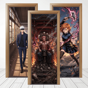 CAPA PAINEL PORTA JUJUTSU KAISEN | TECIDO PREMIUM  | VÁRIOS MODELOS - 85cm x 2.10M