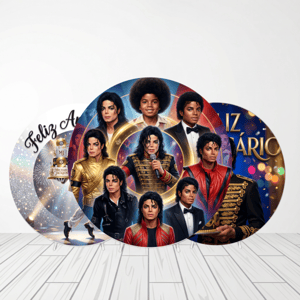 CAPA PAINEL REDONDO MICHAEL JACKSON | TECIDO PREMIUM  | VÁRIOS MODELOS - 1.50X1.50M E 50X50CM