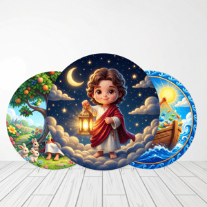 CAPA PAINEL REDONDO JESUS INFANTIL | TECIDO PREMIUM  | VÁRIOS MODELOS - 1.50X1.50M E 50X50CM Tecido: Helanca 1.50x1.50m E 50X50cm    