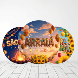 CAPA PAINEL REDONDO FESTA JUNINA | TECIDO PREMIUM  | VÁRIOS MODELOS - 1.50X1.50M E 50X50CM Tecido: Helanca 1.50x1.50m E 50X50cm    