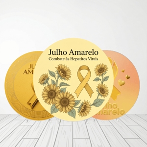 CAPA PAINEL REDONDO JULHO AMARELO | TECIDO PREMIUM  | VÁRIOS MODELOS - 1.50X1.50M E 50X50CM Tecido: Helanca 1.50x1.50m E 50X50cm    