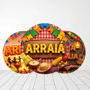 CAPA PAINEL REDONDO FESTA JUNINA | TECIDO PREMIUM  | VÁRIOS MODELOS - 1.50X1.50M E 50X50CM Tecido: Helanca 1.50x1.50m E 50X50cm    