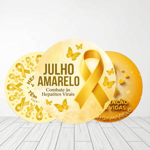 CAPA PAINEL REDONDO JULHO AMARELO | TECIDO PREMIUM  | VÁRIOS MODELOS - 1.50X1.50M E 50X50CM Tecido: Helanca 1.50x1.50m E 50X50cm    