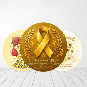 CAPA PAINEL REDONDO JULHO AMARELO | TECIDO PREMIUM  | VÁRIOS MODELOS - 1.50X1.50M E 50X50CM