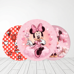 CAPA PAINEL REDONDO MINNIE | TECIDO PREMIUM | VÁRIOS MODELOS - 1.50X1.50M E 50X50CM