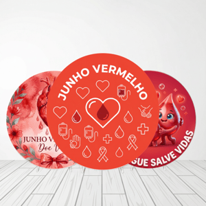 CAPA PAINEL REDONDO JUNHO VERMELHO | TECIDO PREMIUM | VÁRIOS MODELOS - 1.50X1.50M E 50X50CM