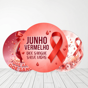 CAPA PAINEL REDONDO JUNHO VERMELHO | TECIDO PREMIUM | VÁRIOS MODELOS - 1.50X1.50M E 50X50CM