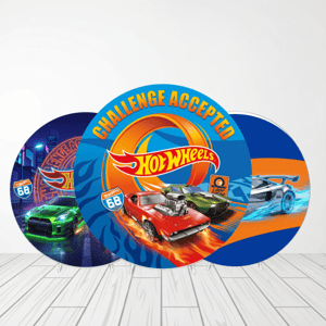 CAPA PAINEL REDONDO HOT WHEELS | TECIDO PREMIUM | VÁRIOS MODELOS - 1.50X1.50M E 50X50CM Tecido: Helanca 1.50x1.50m E 50X50cm