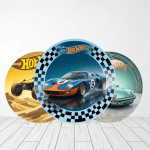 CAPA PAINEL REDONDO HOT WHEELS | TECIDO PREMIUM | VÁRIOS MODELOS - 1.50X1.50M E 50X50CM