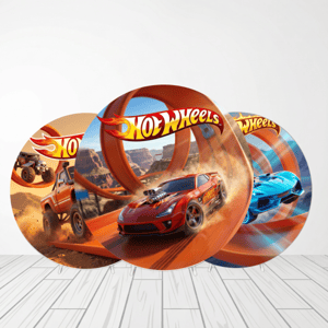 CAPA PAINEL REDONDO HOT WHEELS | TECIDO PREMIUM | VÁRIOS MODELOS - 1.50X1.50M E 50X50CM