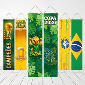 KIT 2 FAIXAS DECORATIVAS COPA DO MUNDO | TECIDO PREMIUM | VÁRIOS MODELOS - L 3OCM X A 170CM