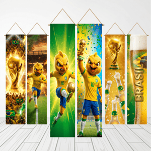 KIT 2 FAIXAS DECORATIVAS COPA DO MUNDO | TECIDO PREMIUM | VÁRIOS MODELOS - L 3OCM X A 170CM