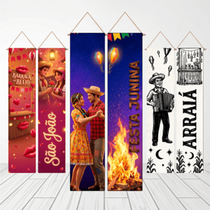 KIT 2 FAIXAS DECORATIVAS FESTA JUNINA | TECIDO PREMIUM  | VÁRIOS MODELOS - L 3OCM X A 170CM