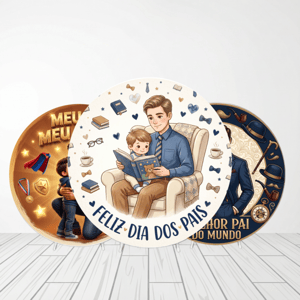 CAPA PAINEL REDONDO DIA DOS PAIS | TECIDO PREMIUM | VÁRIOS MODELOS - 1.50X1.50M E 50X50CM