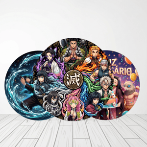 CAPA PAINEL REDONDO ANIME DEMON SLAYER | TECIDO PREMIUM | VÁRIOS MODELOS - 1.50X1.50M E 50X50CM