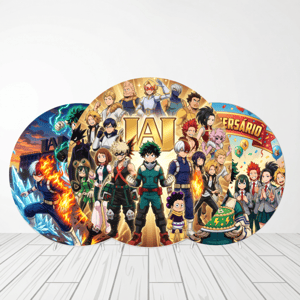 CAPA PAINEL REDONDO ANIME BOKU NO HERO | TECIDO PREMIUM  | VÁRIOS MODELOS - 1.50X1.50M E 50X50CM