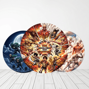 CAPA PAINEL REDONDO ANIME ATTACK ON TITAN | TECIDO PREMIUM | VÁRIOS MODELOS - 1.50X1.50M E 50X50CM