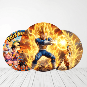 CAPA PAINEL REDONDO ANIME DRAGON BALL Z| TECIDO PREMIUM | VÁRIOS MODELOS - 1.50X1.50M E 50X50CM