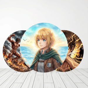 CAPA PAINEL REDONDO ANIME ATTACK ON TITAN | TECIDO PREMIUM  | VÁRIOS MODELOS - 1.50X1.50M E 50X50CM