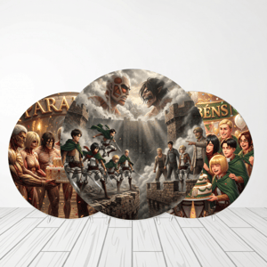 CAPA PAINEL REDONDO ANIME ATTACK ON TITAN | TECIDO PREMIUM | VÁRIOS MODELOS - 1.50X1.50M E 50X50CM