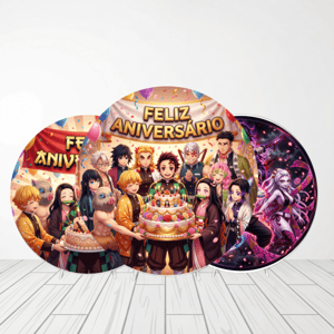 CAPA PAINEL REDONDO ANIME DEMON SLAYER | TECIDO PREMIUM | VÁRIOS MODELOS - 1.50X1.50M E 50X50CM